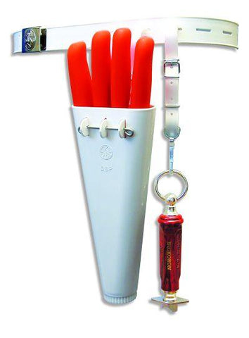 Knivslire for 4 kniver med belte og stropp